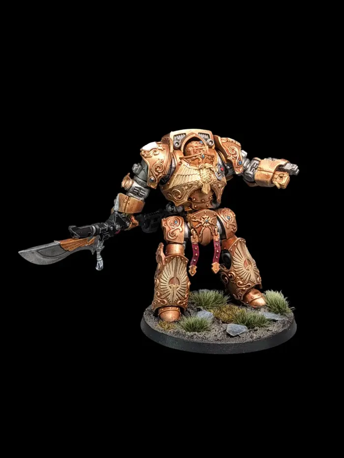 Achillus Dreadnought, figurine Adeptus Custodes (Warhammer 40,000), peinte à Marseille par Pint of Paint
