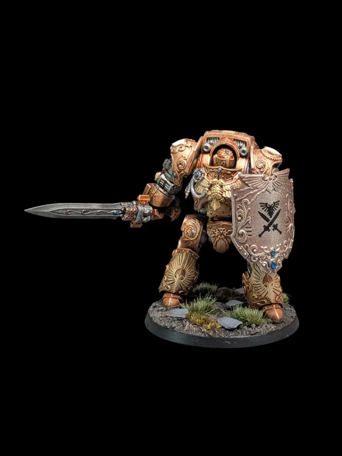 Galatus Dreadnought, figurine Adeptus Custodes (Warhammer 40,000), peinte à Marseille par Pint of Paint