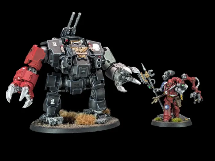 Dreadnought Brutalis techmarine, figurine Deathwatch (Warhammer 40,000), peinte à Marseille par Pint of Paint